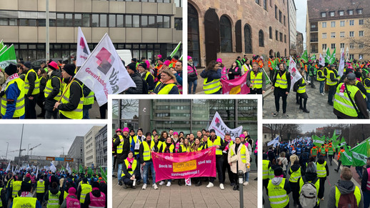Bildcollage von den Streikteilnehmern in Nürnberg
