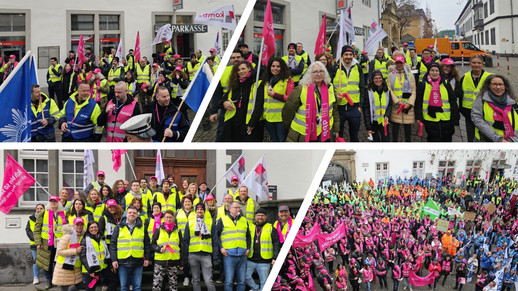 Bildcollage der vbba-Streikteilnehmer in Koblenz.