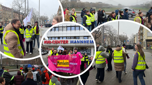 Bildcollage von der Streikaktion in Mannheim