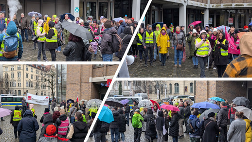 Bildcollage von den Streikteilnehmern in München